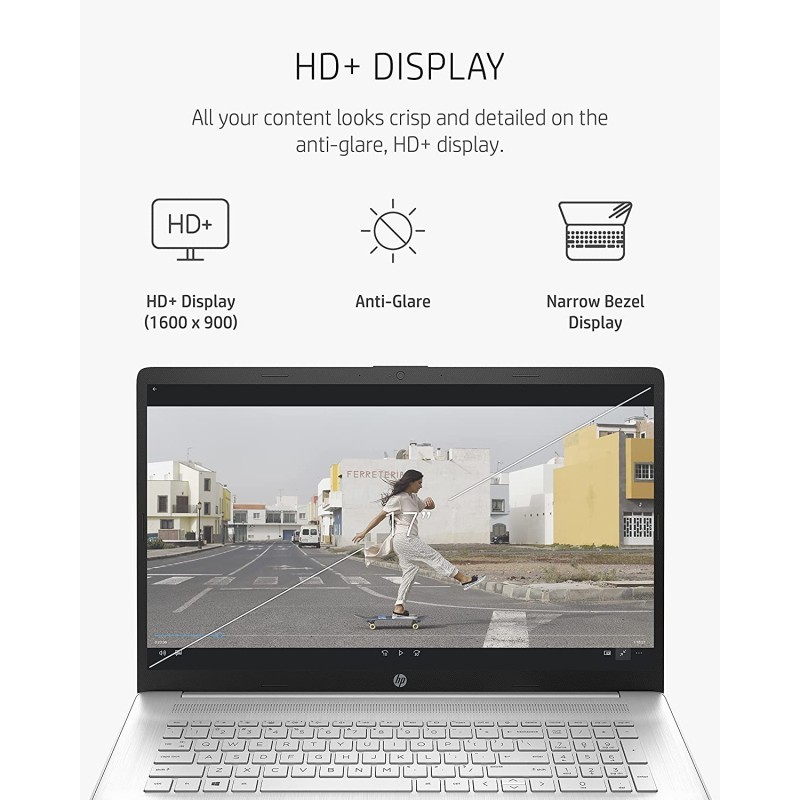 HP 惠普 17 笔记本电脑、第 11 代 Intel Core i5-1135G7、8 GB RAM、256 GB SSD 存储、17.3 英寸 HD+ 显示屏、Windows 10 Home、防眩光屏幕、长电池寿命、网络摄像头和双麦克风